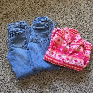 Girls Size 7 Clothing Bundle Jeans Sweater Jacket Play School Lot 3 Pieces